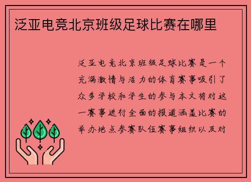 泛亚电竞北京班级足球比赛在哪里